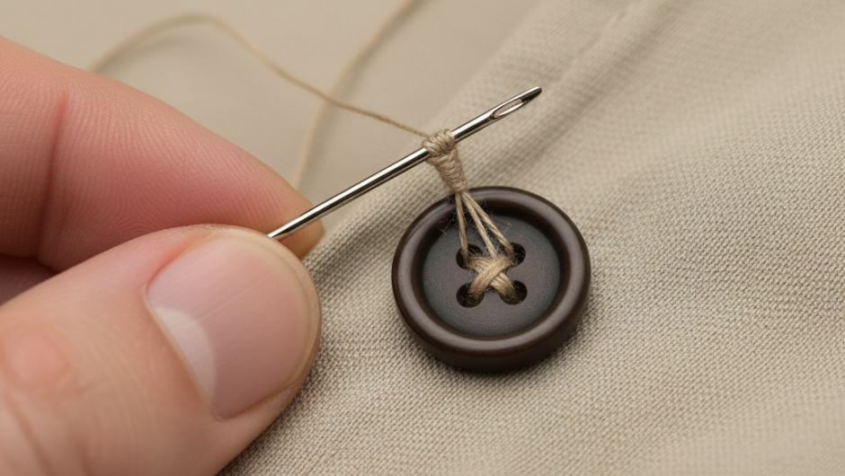 Kopan düğmeleri sağlamlaştırmak için düğme ile kumaş arasında bir kök (sap) oluşturan dikiş tekniği
