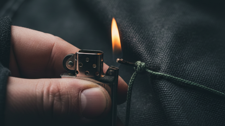 Sentetik iplikle yapılan dikiş düğümünün sökülmemesi için çakmak alevi ile mühürlenme anı