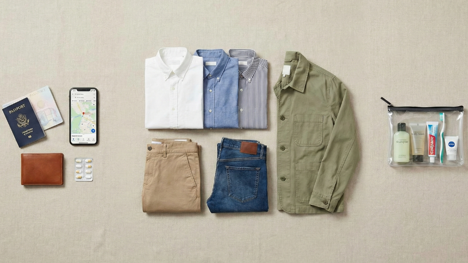 Bavul hazırlamada unutulmayacak eşyalar için kategorilere ayrılmış zihinsel kontrol listesi: Kimlikler, kıyafetler ve kişisel bakım ürünleri